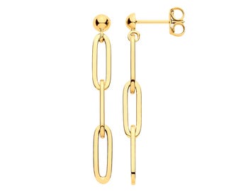 9ct Yellow Gold 3.8cm Paper Clip Link Drop Earrings - Solid 9K Gold