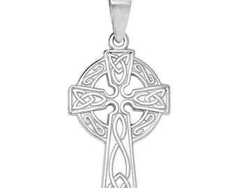 925 Solid Sterling Silver Celtic Cross Pendant 25x15mm