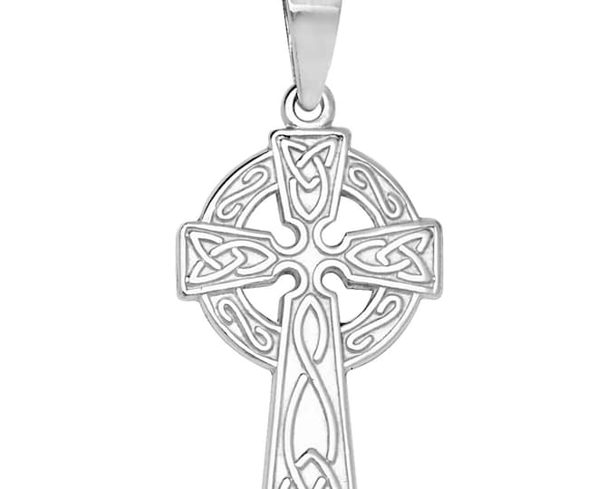 925 Solid Sterling Silver Celtic Cross Pendant 25x15mm