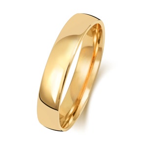 9ct Yellow Gold Modern Slight Court Shape Wedding Ring UK Hallmarked Widths 2mm-8mm Sizes J-Z - Solid 9K Gold