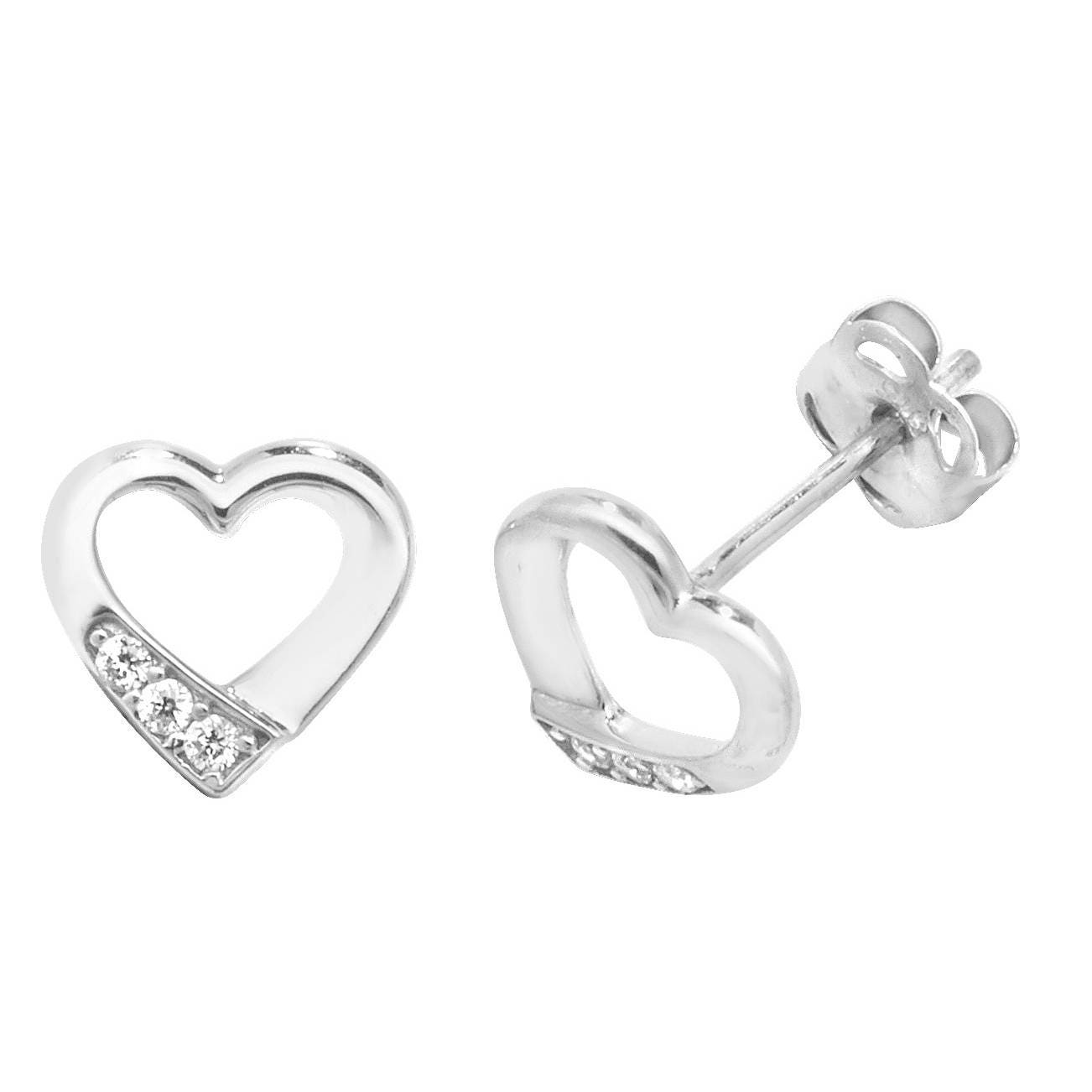 9ct White Gold Filled Womens Stylish Stud Earrings with White CZ Crystals 9K GF 