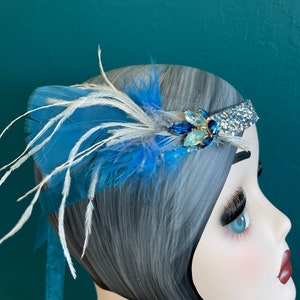 1920s Great Gatsby flapper headband feathers and jewelry