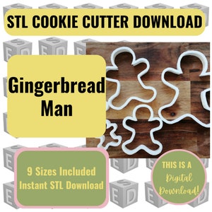 Gingerbread Man Cookie Cutter STL File: 9 Sizes (Digital Download)