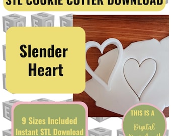 Archivo STL de cortador de galletas de corazón: Diseño estilizado, 9 tamaños (descarga digital)