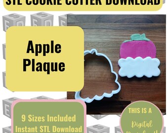 Apple Plaque Cookie Cutter STL-Datei: 9 Größen (Digitaler Download) Lehrer
