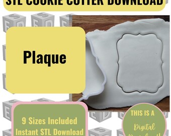 Plaque M Cookie Cutter STL-Datei: 9 Größen (Digitaler Download) Plaqueform Motiv