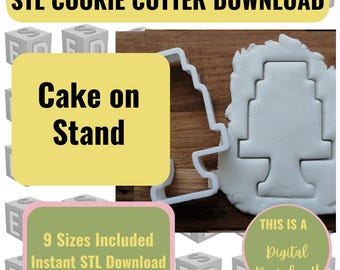 Cake Tier on Stand Cookie Cutter STL File: 9 Sizes (Digital Download)