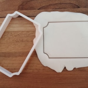 Plaque Rectangle Cookie Cutter Biscuit Dough Pastry Fondant Stencil Corners Off SH207 Frame