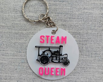 Steam Engine Lover Keyring Gift Keychain Under 5 Pounds Small Gift Traction Engine Steam Queen