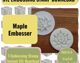 Ahornblatt Prägung Stempel STL Datei: (Digitaler Download) Herbst Blätter Fondant Zuckerguss