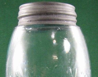 Mason&#39;s Antique Aqua Jar with Keystone- Patent Nov. 30th 1858 Aqua half gallon //  zinc lid // number 23 on bottom // Vintage Canning Jar