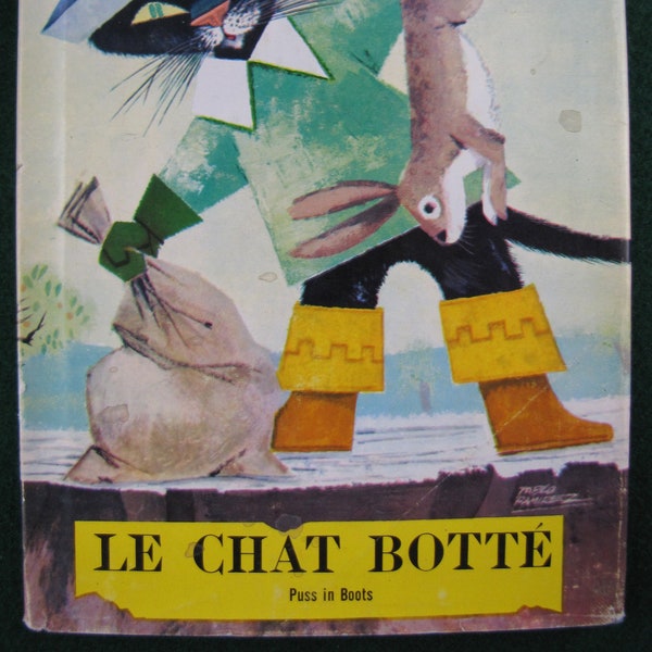 Le Chat Botte // 1961 Hardback w Jacket // French version of Puss in Boots // Children't picture book//famous cat story, castless & princess