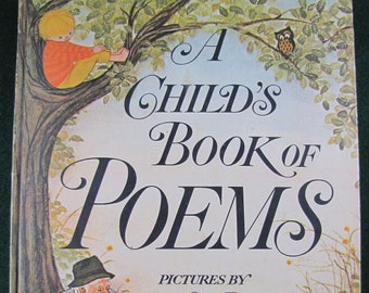 A Child's Books of Poems // 1969  Hardback // Pictures by Gyo Fujikawa// Illustrated Vintage Children's Book // Classic Poetry Read-aloud