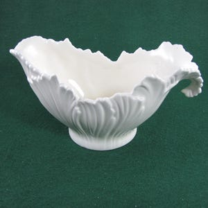 Lexox Teleflora 75th Anniversary Gravy Boat // Cabbage Leaf Design, Cream Ceramic, Dining Elegance,  limited edition commemorative piece