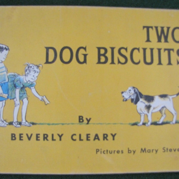 Two Dog Biscuits // 1961 Hardback, 1st Ed // Beverly CLeary // Picture book // Family, pets, twins, animals, dogs and cats, read-aloud