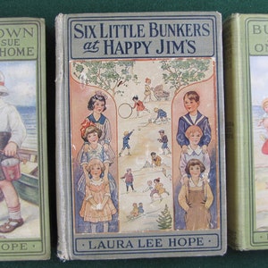 Laura Lee Hope // Set of 3 Hardbacks // 1916-1928 // Young Reader chapter  // Bunny Brown at Aunt Lu&#39;s, On an Auto Tour , Six Little Bunkers