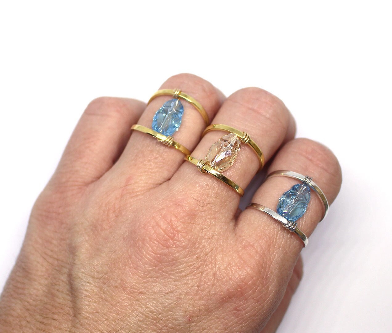 Gold Beetle Ring KHEPER Light Ring Swarovski Crystal Egypt Etsy UK