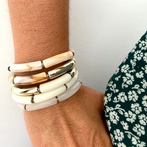 Elastic bracelet, tube bracelet, white gold, stackable, stackable jewelry, gift for women, mother, girlfriend, bestseller, Misdi by Diane