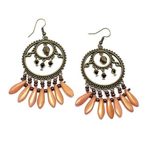 Pendientes, MANOUCHE, accesorio boho, folk gitano, hippie, cristal swarovski, perla tejida, cartomancia, bohemio, Misdi de Diane
