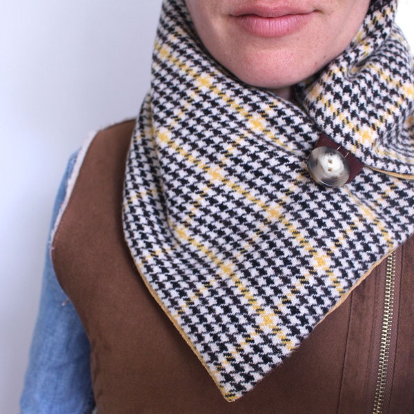 Tour de cou jaune, foulard chaud écharpe, col réversible, accessoire femme, étole maman mamie, idée cadeau femme, snood, Misdi by Diane