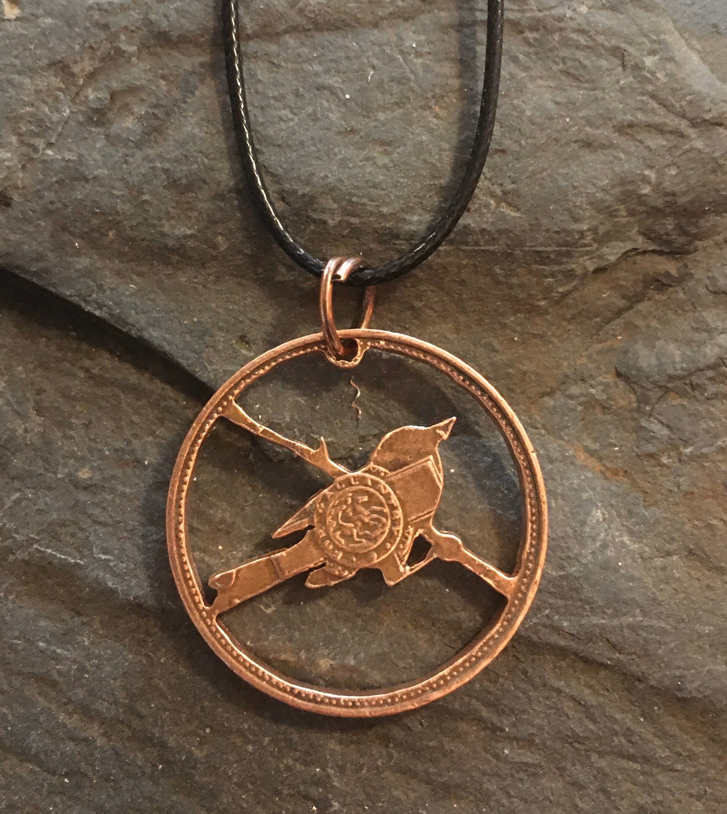 Bird/crow/raven Pendant on Copper Coin Etsy Ireland