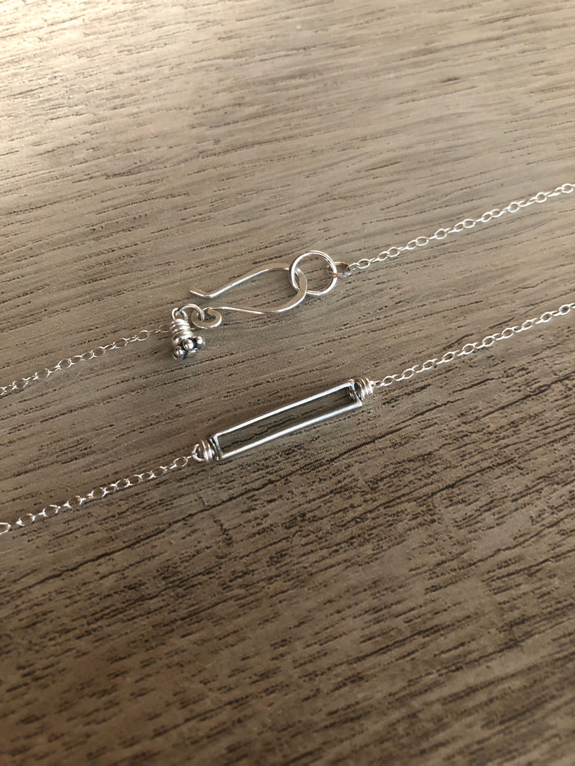 Sterling Silver Bar Necklace Etsy UK