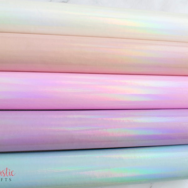 Pastel Holographic Patent Leatherette Fabric Sheets for Bows and Crafts