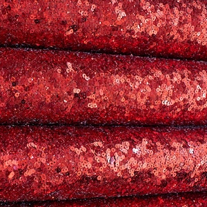 Red Sequins Premium Quality Chunky Glitter Fabric Sheet for Christmas Crafts and Bows