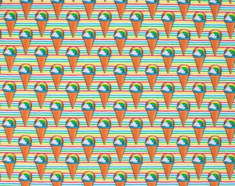 Felt Backed Cotton Fabric Tiny Pastel Popsicles Fabric Felt Sheet Crafts and Bows