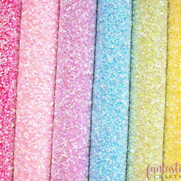 Iridescent Sprinkle Tinsel Sequin Beaded Chunky Glitter Fabric Sheets - High Quality Christmas Bow Fabric