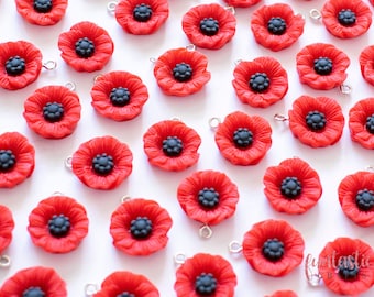 Ciondoli a forma di fiore di papavero rosso, pendenti 3D, orecchini, bracciali, portachiavi, papaveri del giorno della memoria