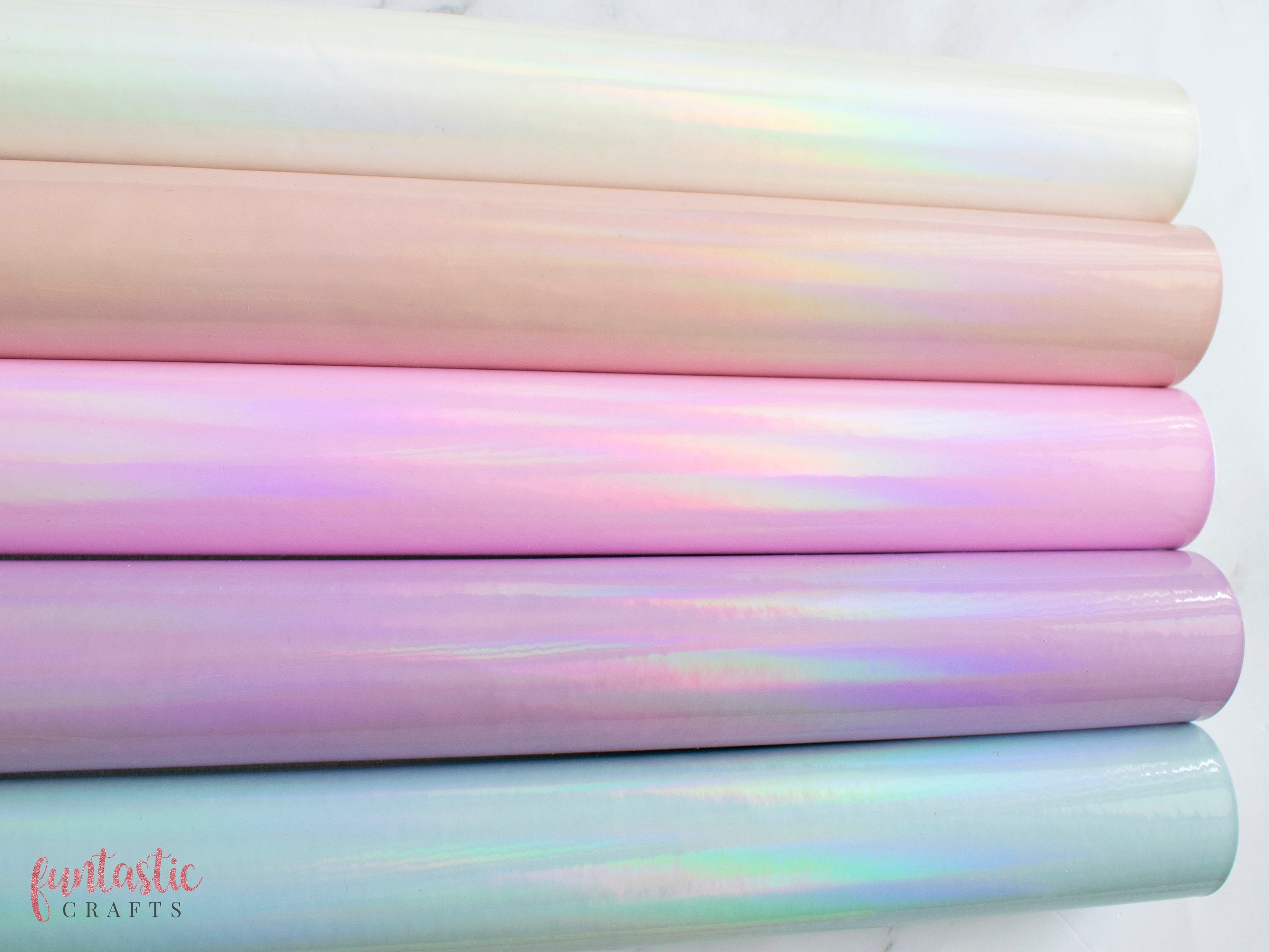 Holographic Patent Leatherette Fabric - Shiny Faux Leather for