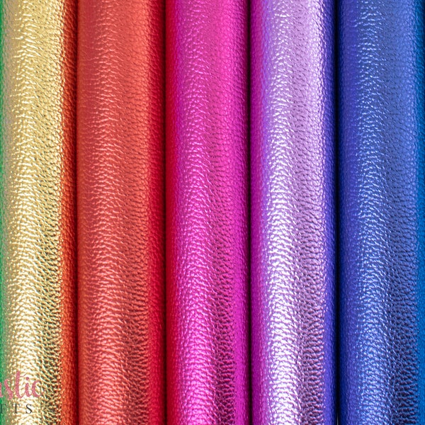 Textured Metallic Leatherette Fabric Sheets - Shiny Vegan Faux Leather Fabric for Bows and Crafts