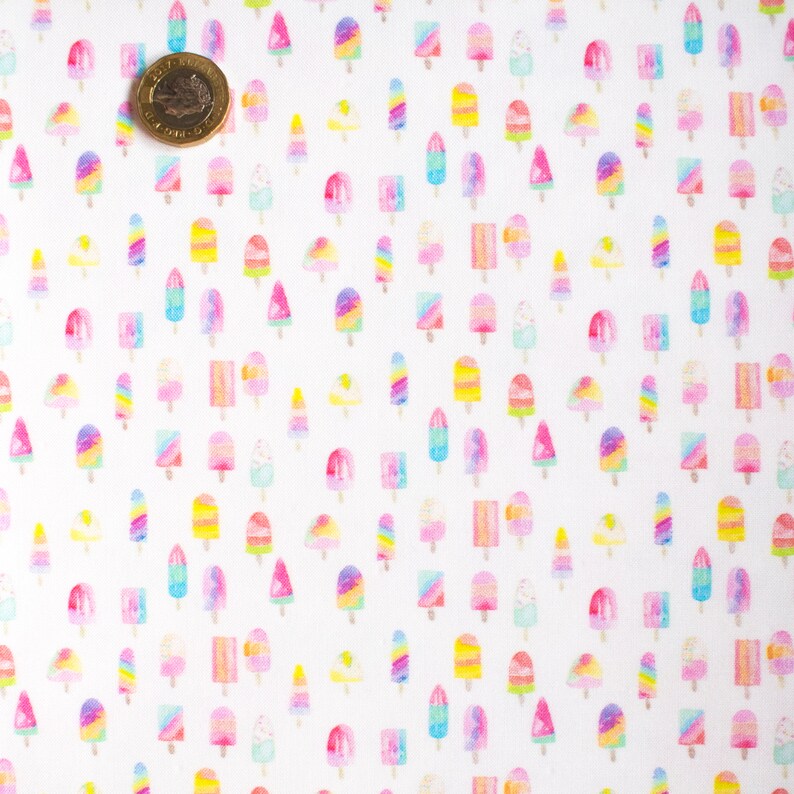 Felt Backed Cotton Fabric Tiny Pastel Popsicles Fabric Felt Sheet Crafts and Bows
