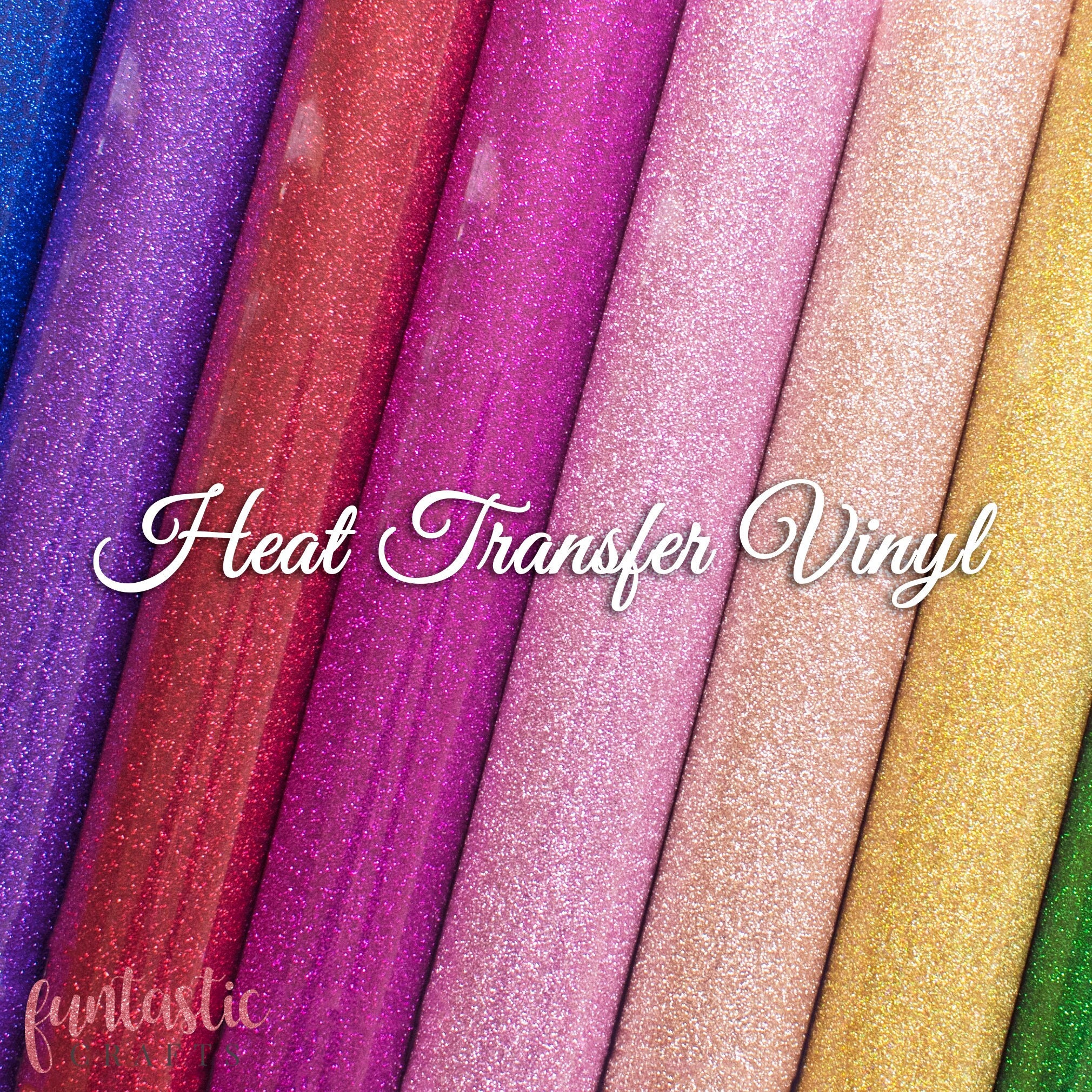 HTV Rainbow White Glitter Heat Transfer Vinyl 20x60