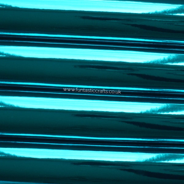 Feuille de tissu leatherette miroir bleu turquoise