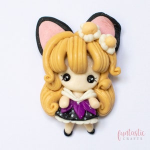 Easter Bunny Girl Handmade Clay Embellissement - Craft Embellishment - Centre d’arc à dos plat