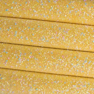 Sunshine Yellow Dazzling Diamonds - Premium Quality Iridescent Chunky Glitter Fabric Sheet