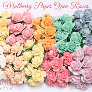 20 x Mulberry Paper Roses Kleine handgemachte Papierblumen 10mm 15mm 20mm 25mm - Basteln Verschönerungen Bögen Kronen
