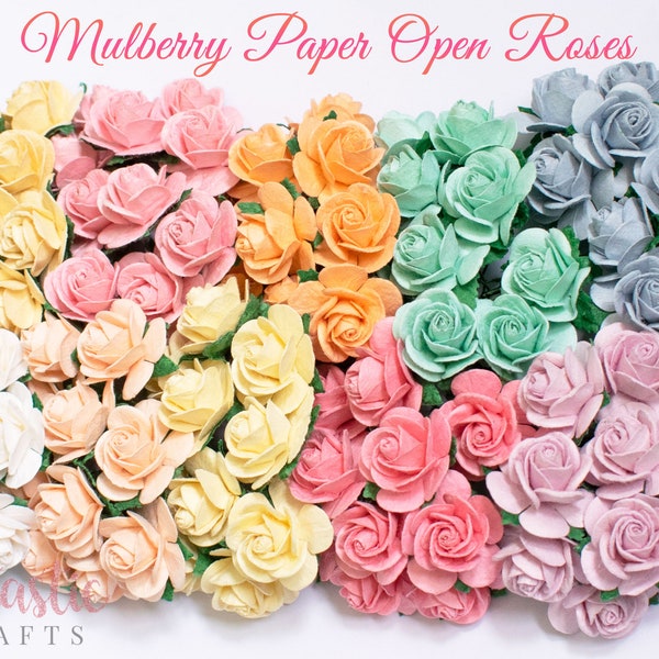 20 x Mulberry Paper Roses Small Handmade Paper Flowers 10mm 15mm 20mm 25mm - Crafts Embellishments Bows Crowns