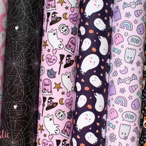 Halloween Faux Leather Fabric - Halloween printed leatherette for crafts and bows