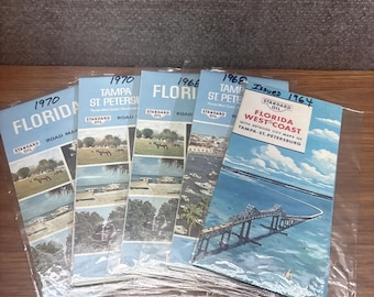 VTG 1964, 1968, 1970 Mapa drogowa Standard Oil Florida z ilustracją turystyczną