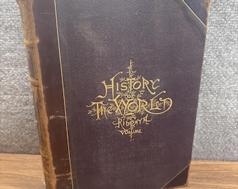 1890 Historia świata Ridpatha, tom I, antyczna książka w skórzanej oprawie