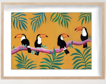 Toucans Chatting Art Print / Toucan Illustration / Toucan Wall Art / Childrens Room Art Print / Nursery Decor