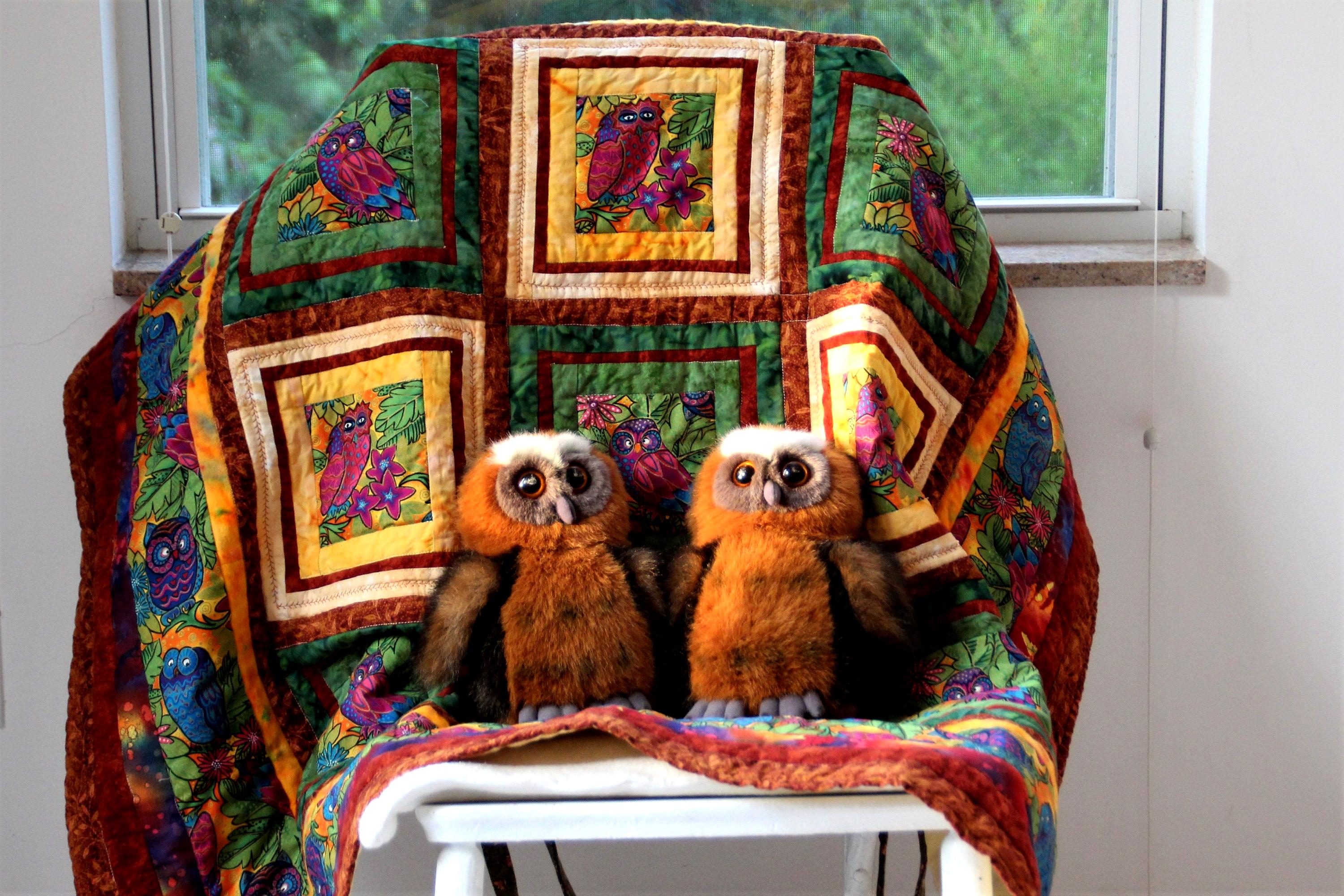 Tropical Owls Baby Quilt