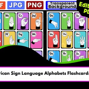 American Sign Language Alphabet Flash Cards Poster Chart Printable PDF,PNG,Jpeg •ASL Digital Downloads •Special Ed Finger Spelling Practice