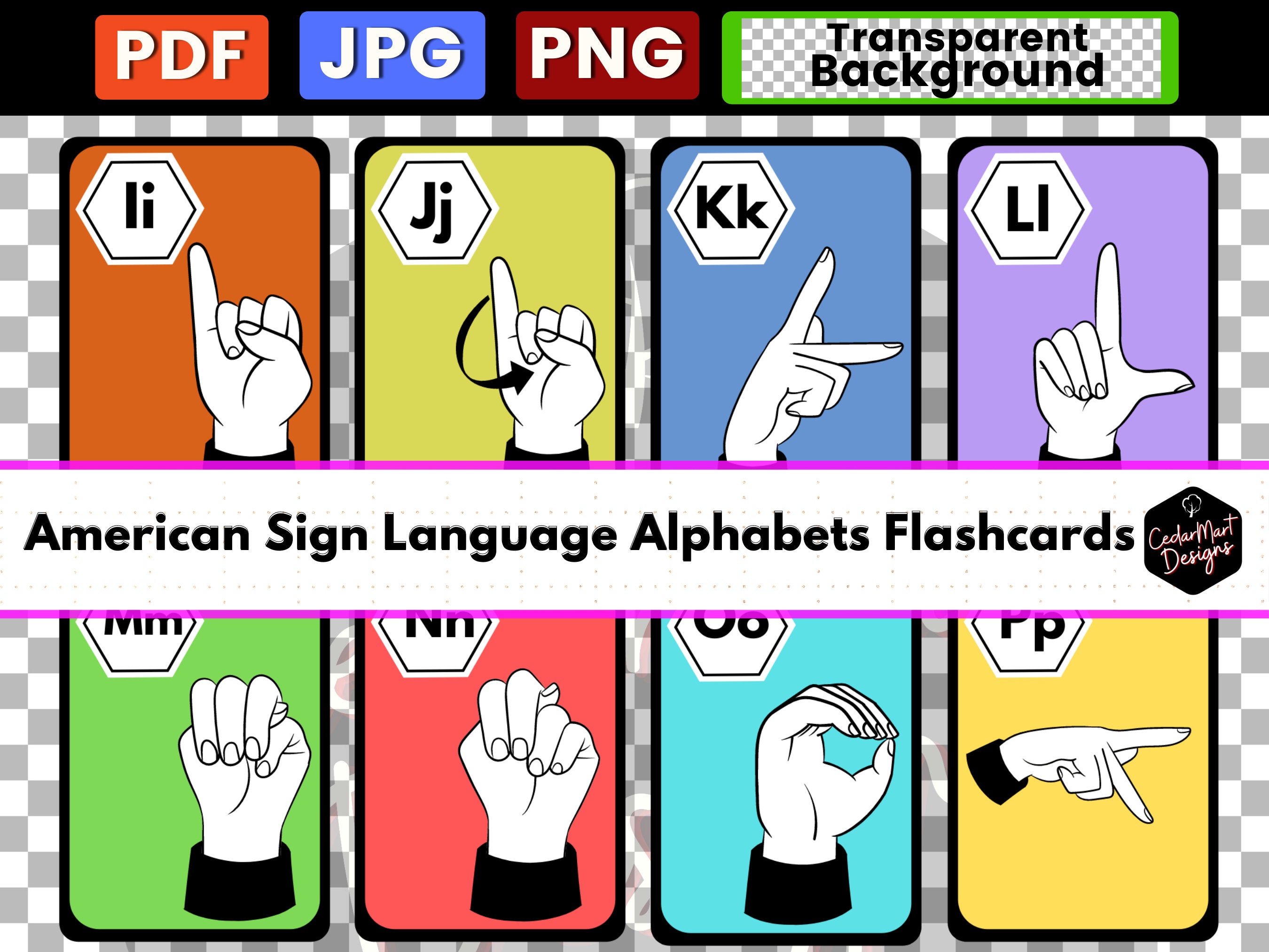American Sign Language Alphabet Flash Cards Poster Chart Printable Pdf