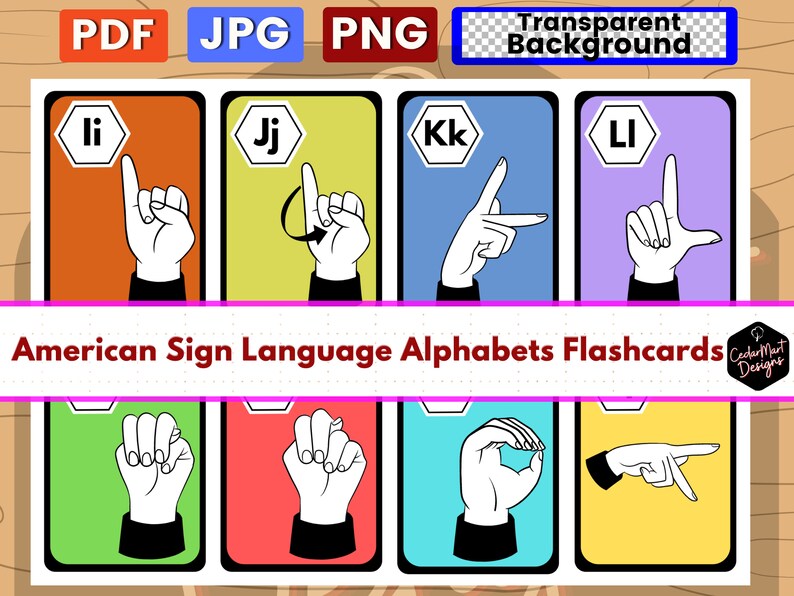 American Sign Language Alphabet Flash Cards Poster Chart Printable Pdf
