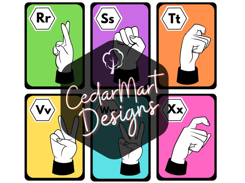 American Sign Language Alphabet Flash Cards Poster Chart Printable Pdf