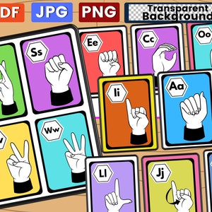 American Sign Language Alphabet Flash Cards Poster Chart Printable Pdf ...